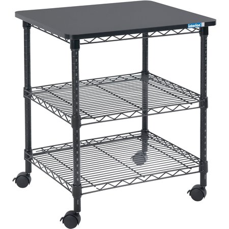 GLOBAL INDUSTRIAL Interion Deskside Wire Machine Stand, 24W x 20D x 27H, Black 436959